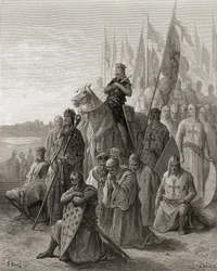 IX. Lajos király (1217-70) Damietta előtt, illusztráció J.-F. Michaud 